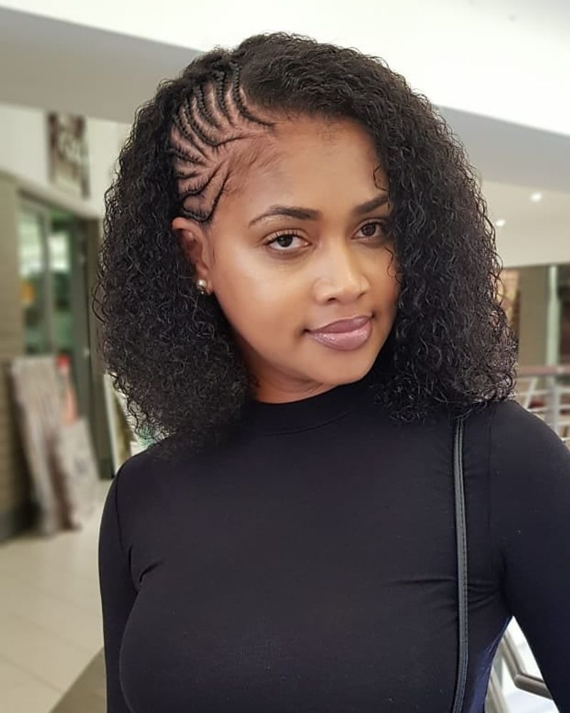 Curly Side-Parted Afro