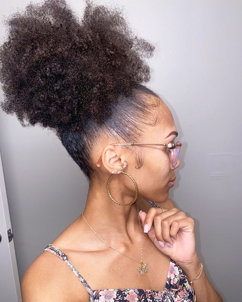 Slicked Edges with Curly Puff