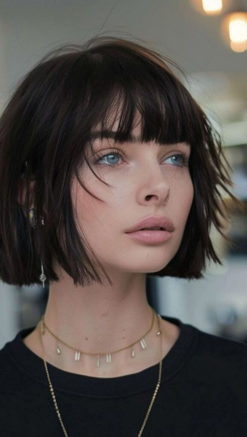 Sleek Jaw-Length Bob with Micro-Bangs