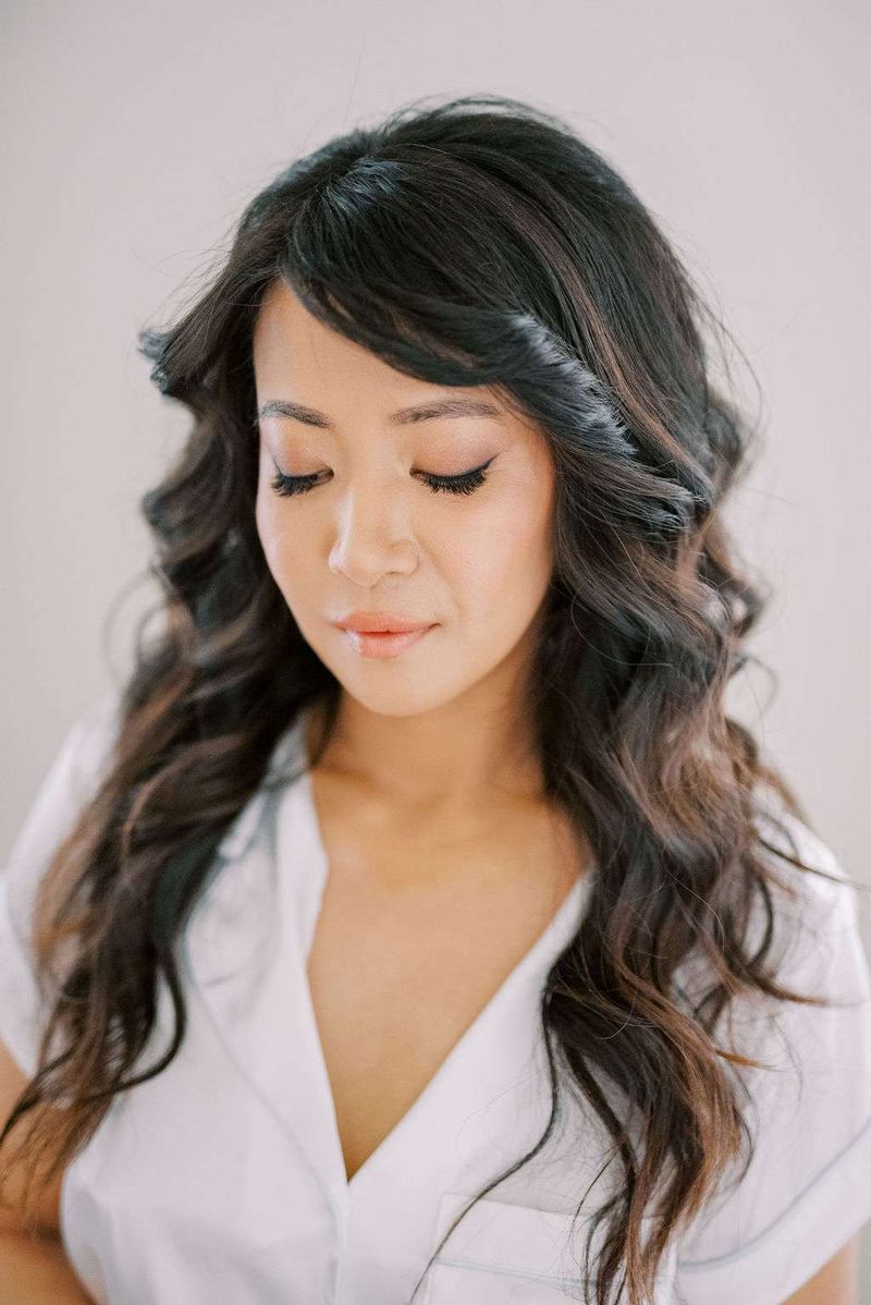 Side-Swept Bangs with Bouncy Curls