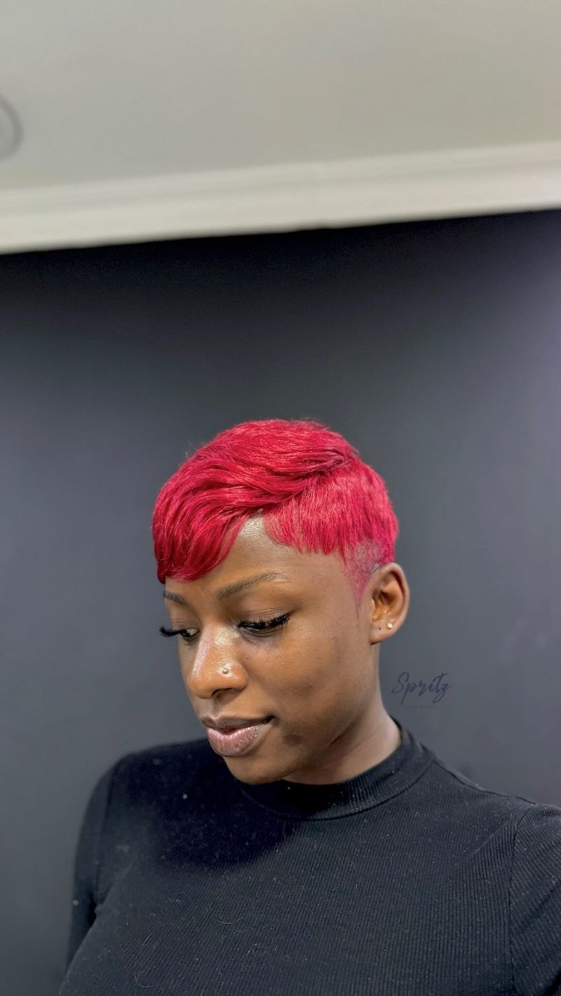 Daring Red Pixie Vibe