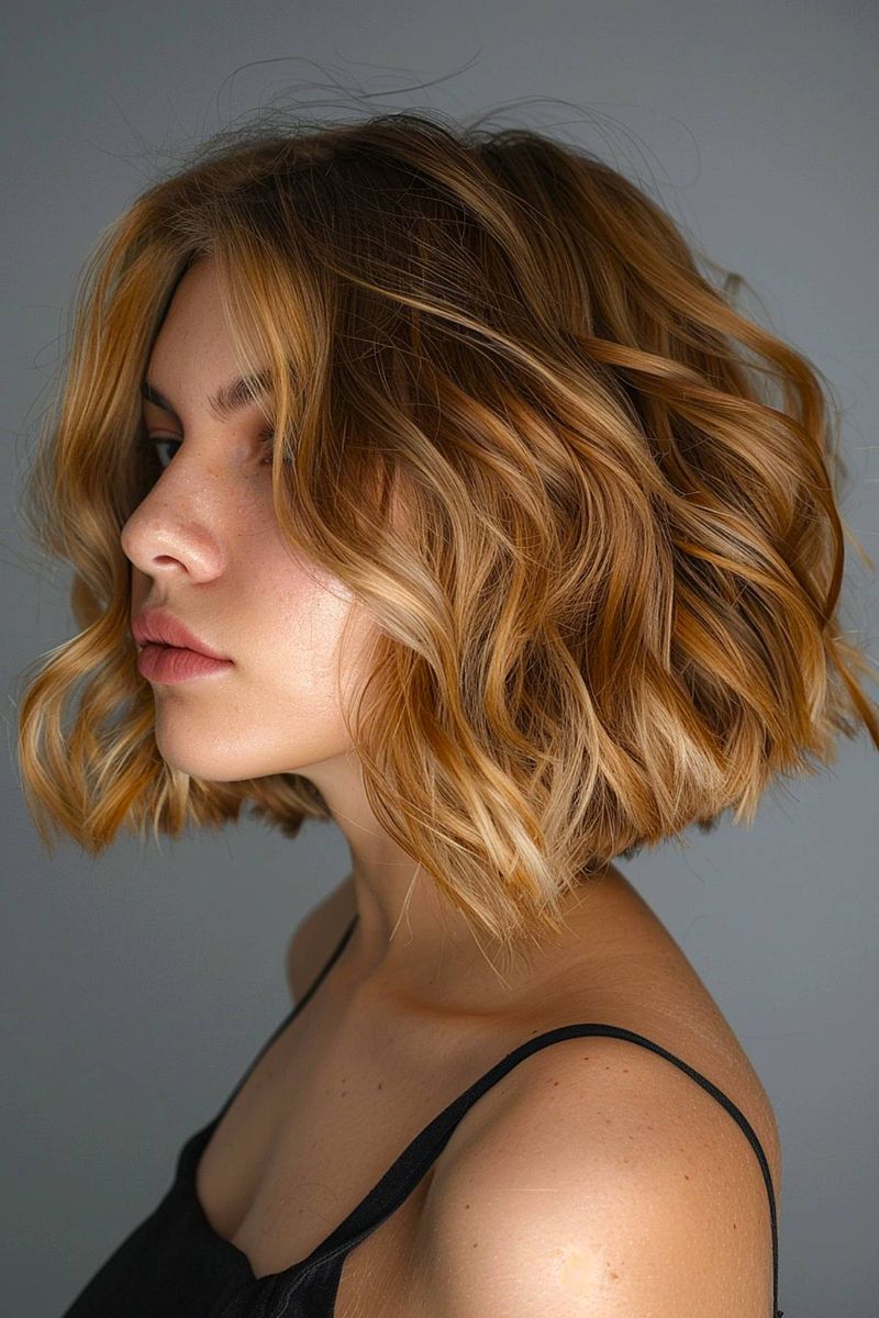 Wavy Bob with Off-Center Part