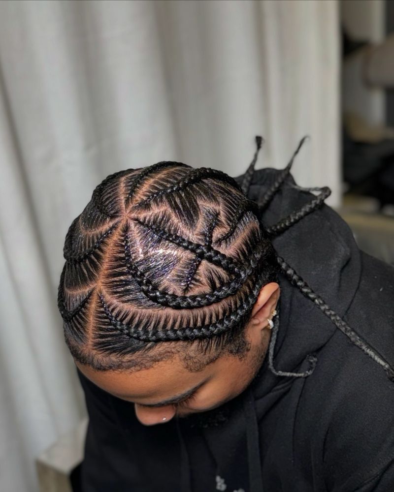 Cornrows with Unique Parting Patterns