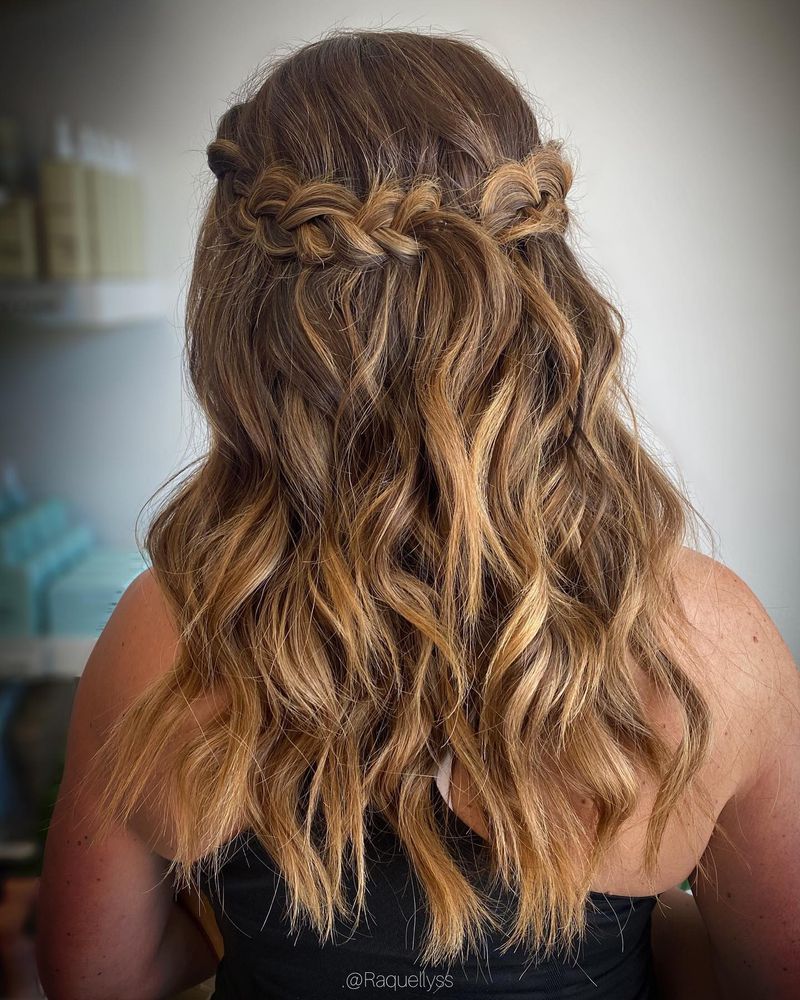 Braided Crown With Wavy Ends