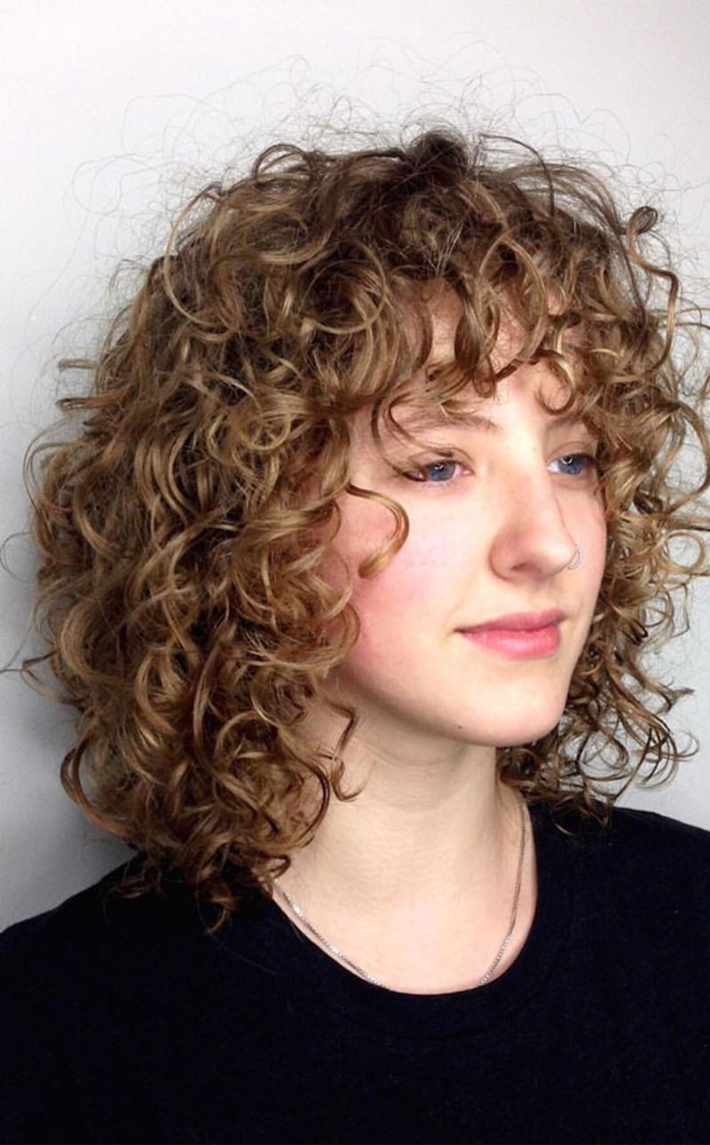Feathered Curly Bob