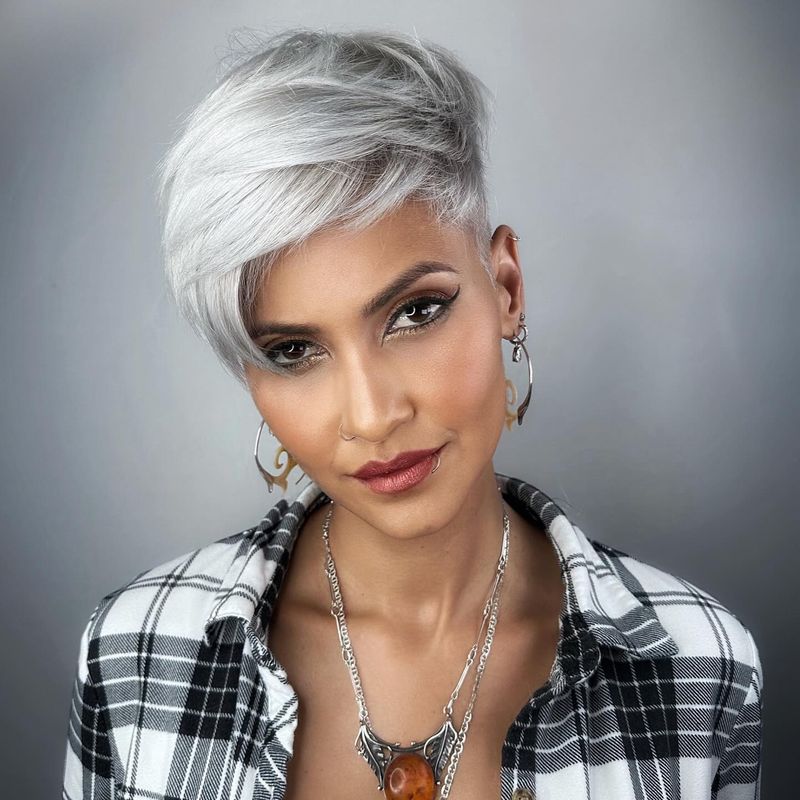 Buzzed Pixie With Long Bangs