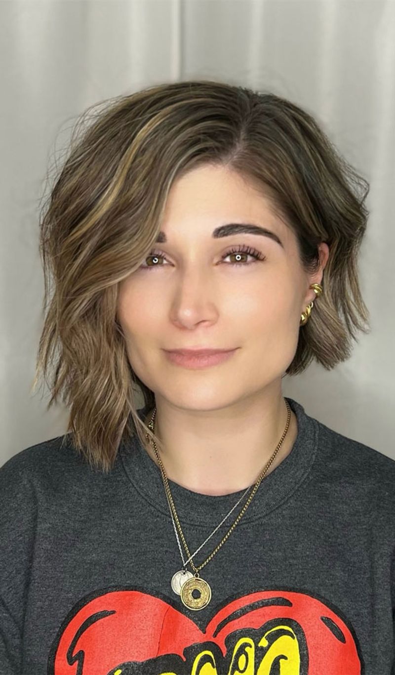 Asymmetrical Crop with Long Bangs