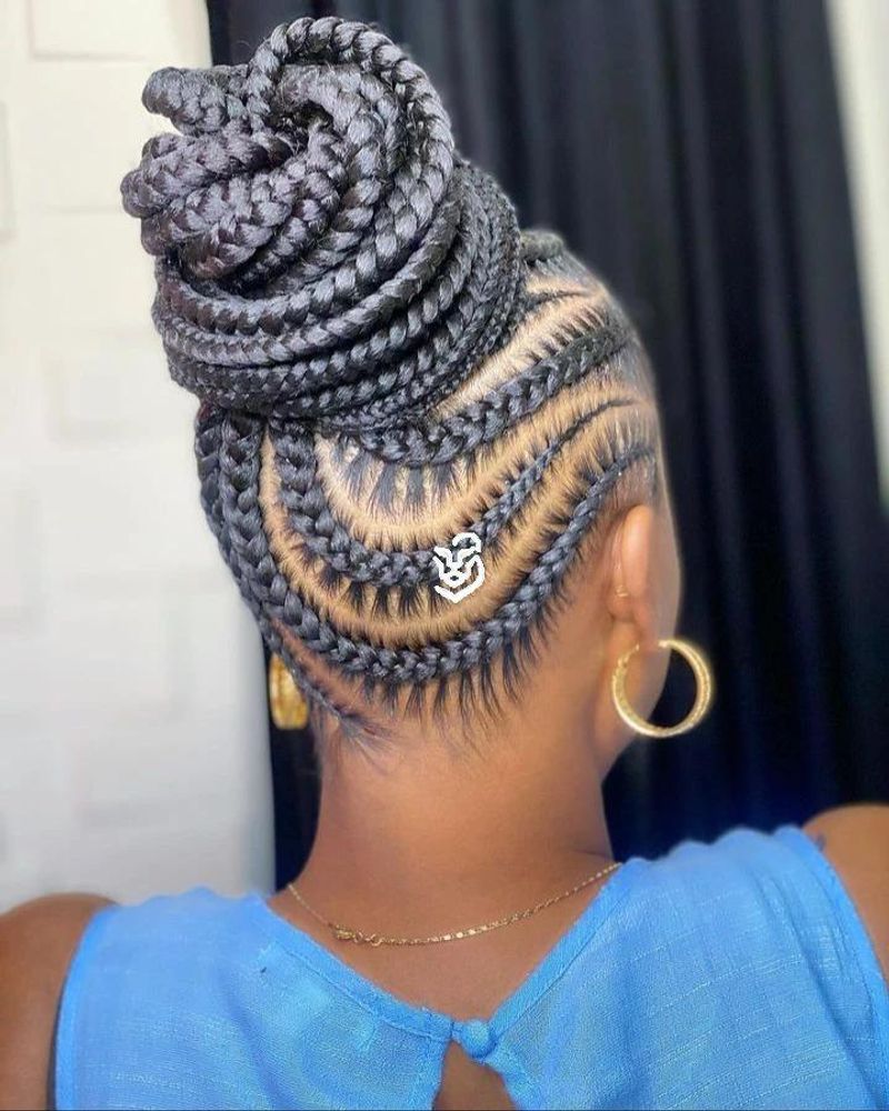 Feed-In Braids into Bun
