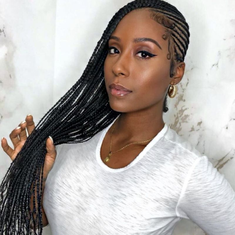 Side-Swept Knotless Braids