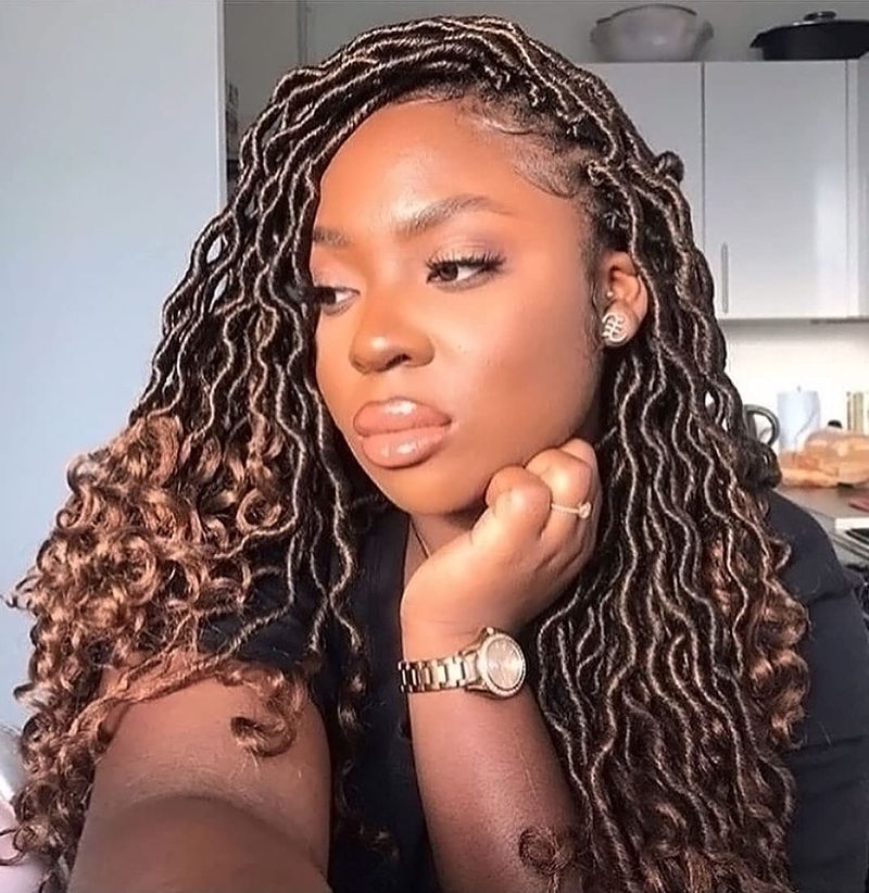 Goddess Locs with Curly Ends