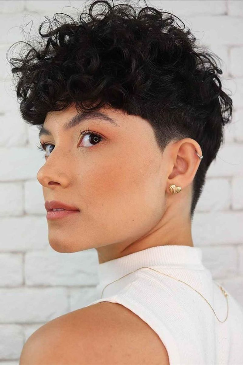 Side-Swept Curly Pixie