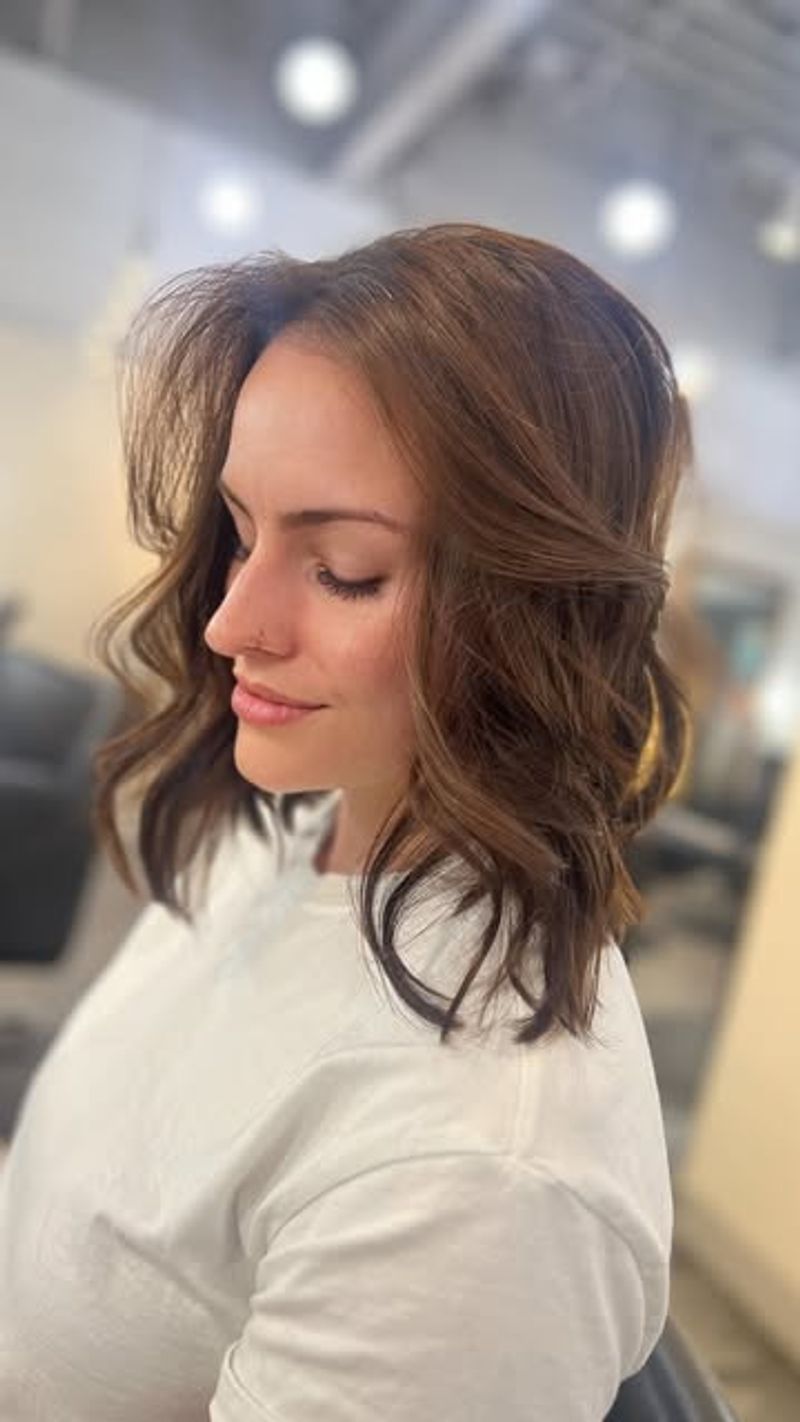 Wavy Lob with Face-Framing Layers