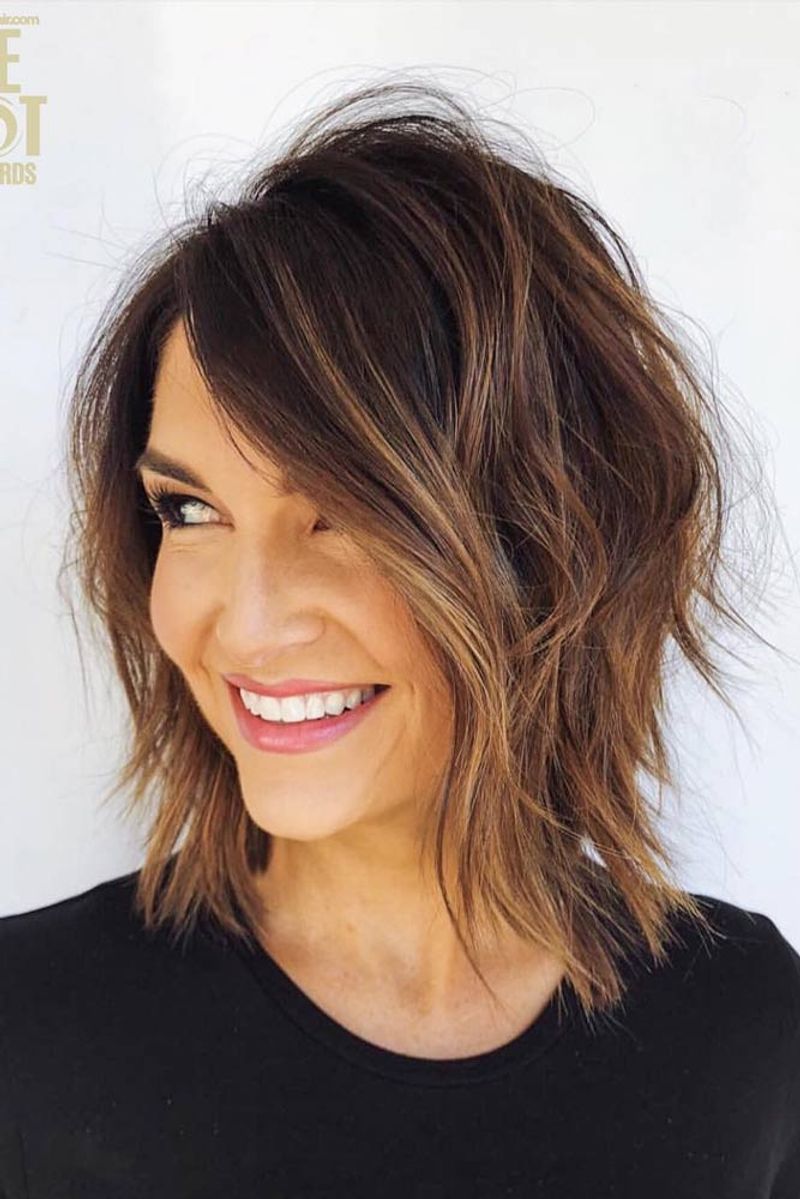 Layered Crop with Sideswept Bangs