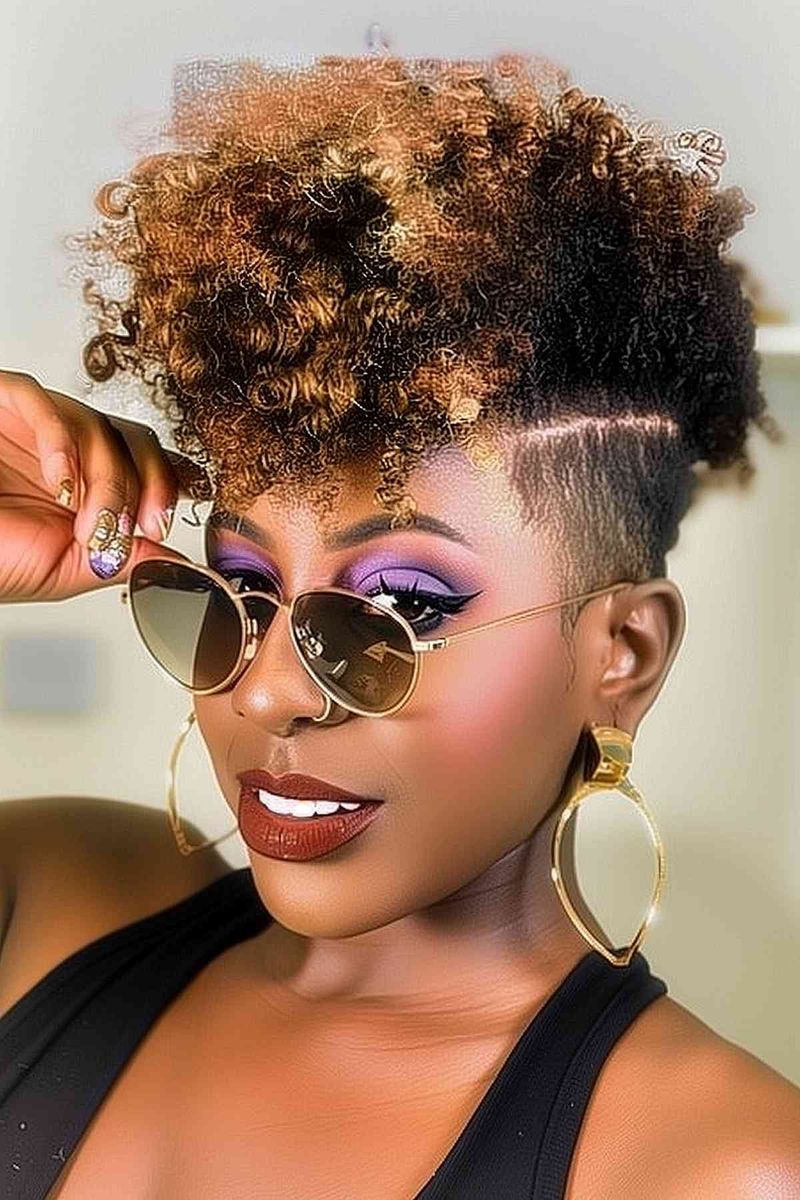 Curly Frohawk with Tapered Sides