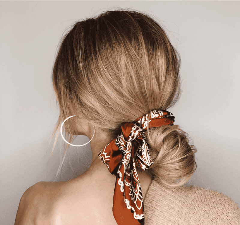 Scarf-Wrapped Messy Buns