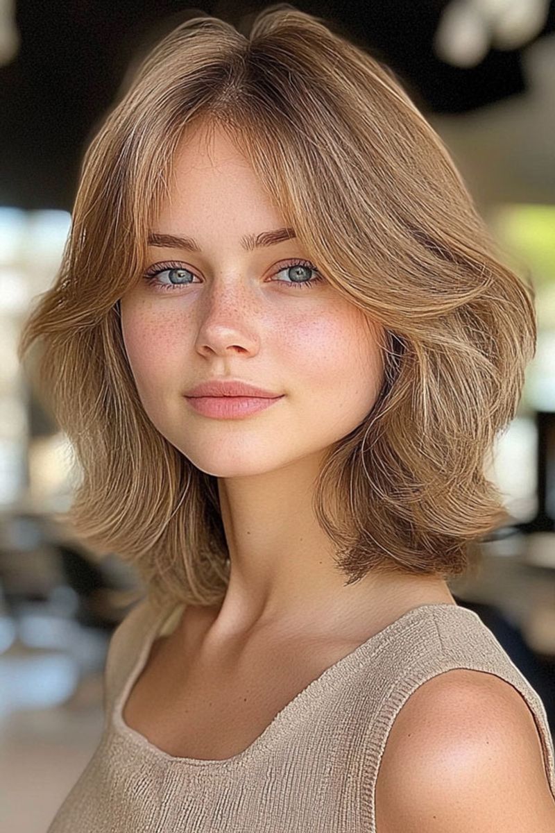 Layered Lob with Curtain Fringe