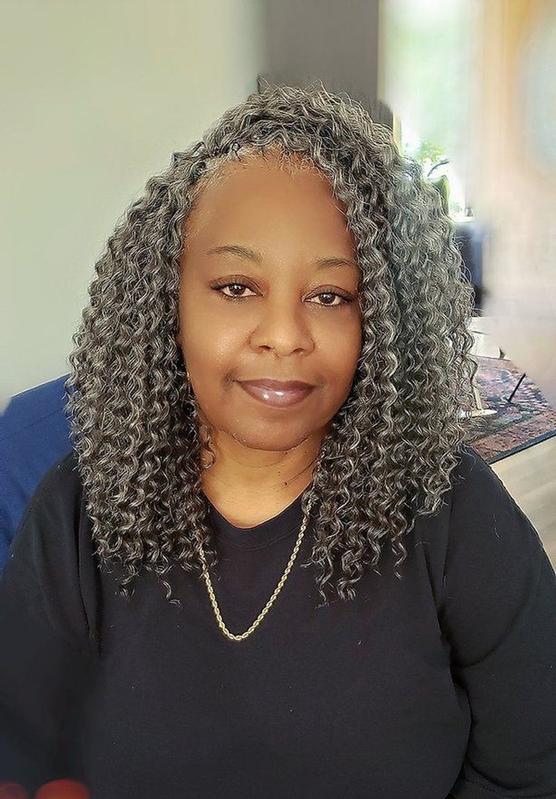 Silver Crochet Braids with Curly Ends