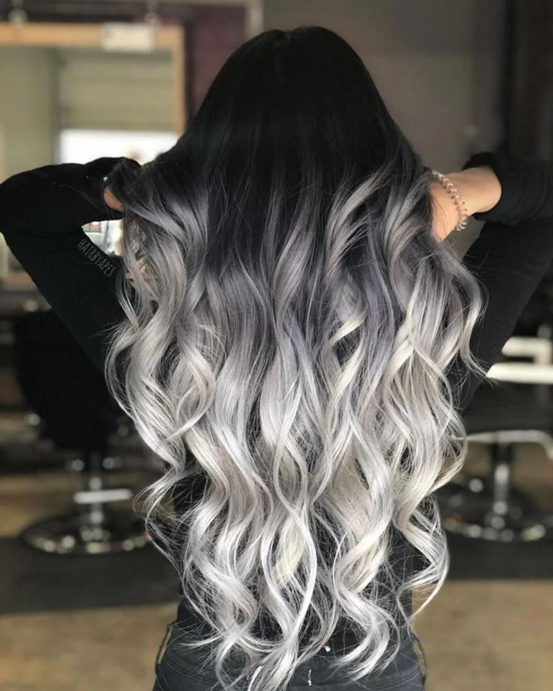 Jet Black Roots with Bleached Ends