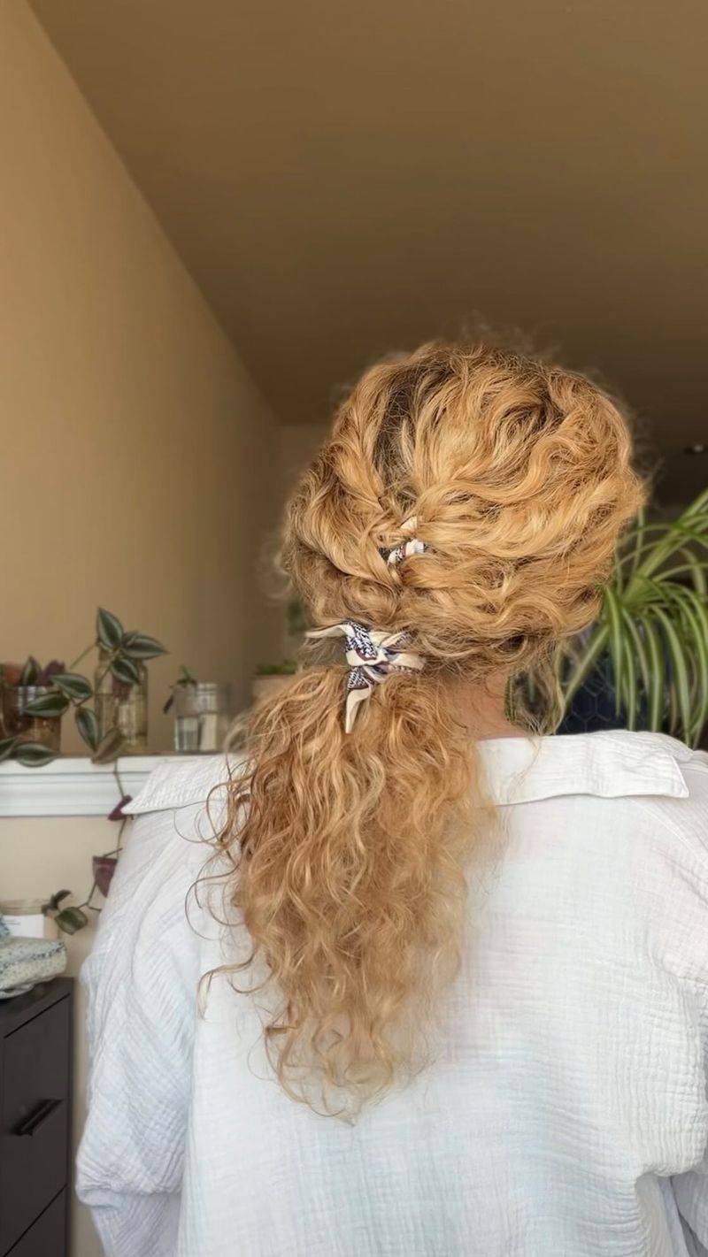 Scarf-Wrapped Ponytail