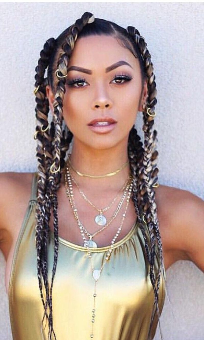 Feed-In Braids with Metallic Cuffs