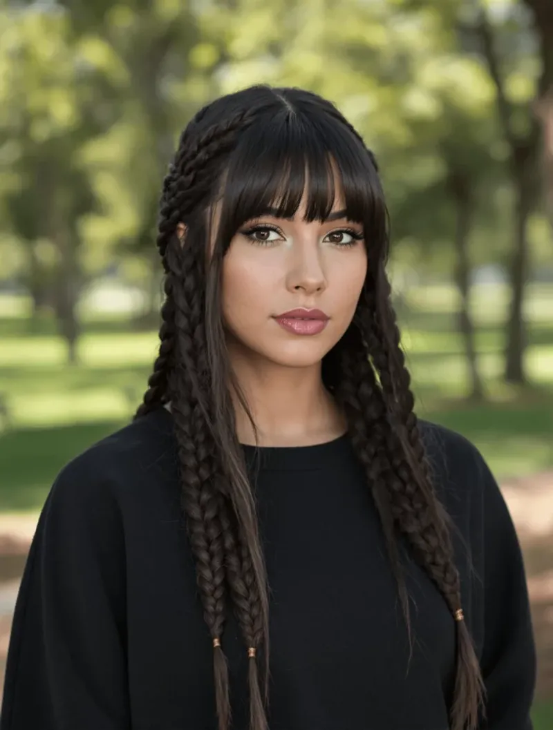 Baby Braids with Blunt Bangs
