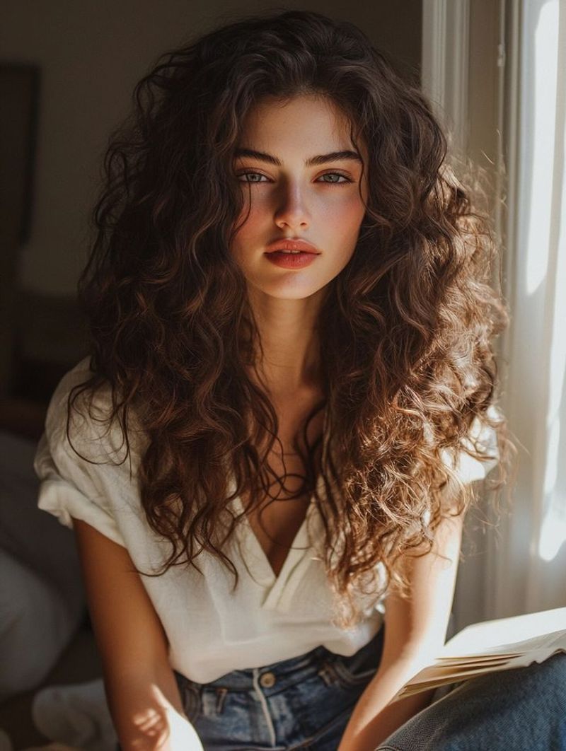 Balance Voluminous Curls with Streamlined Clothing