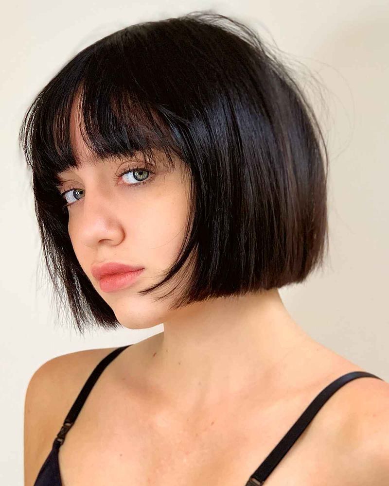Graduated Bob with Straight-Edge Eyebrow Bangs