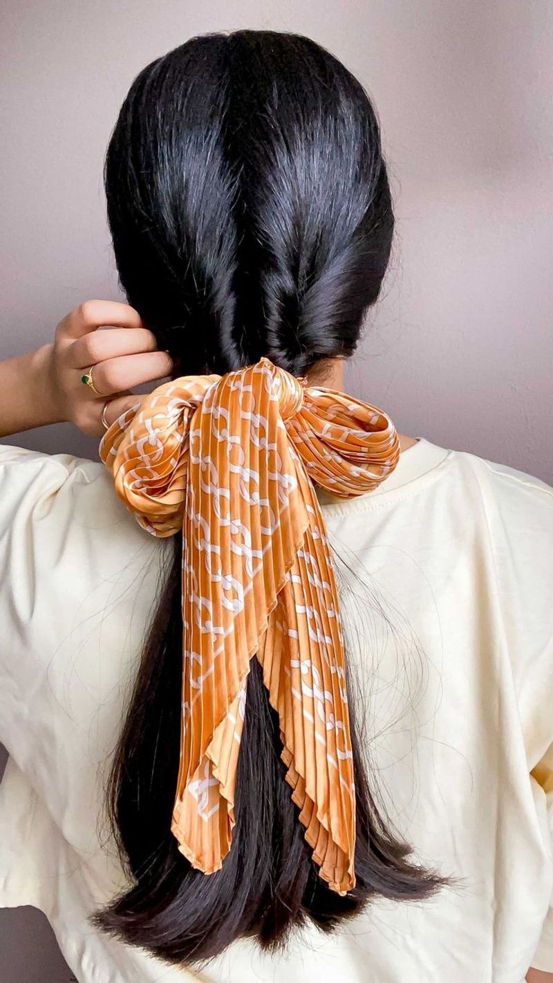 Scarf-Wrapped Ponytail