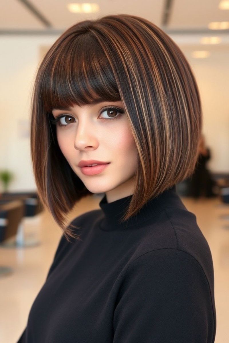 Sleek Inverted Bob with Arched Bangs