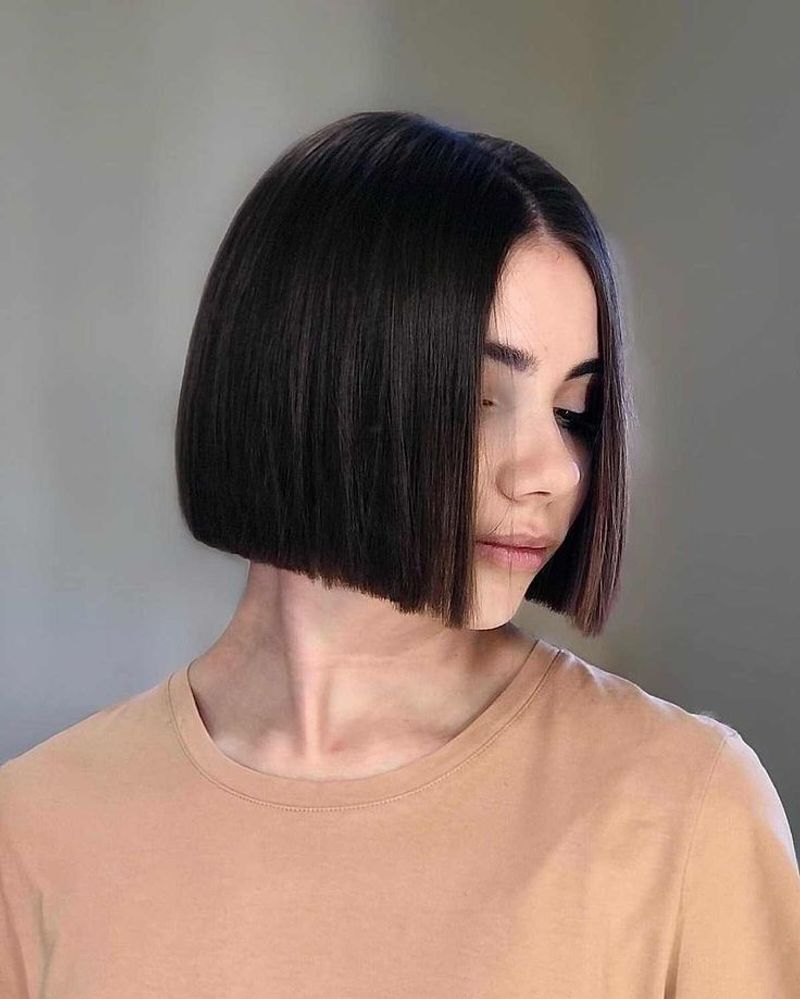Blunt Chin-Length Cut with Center Part
