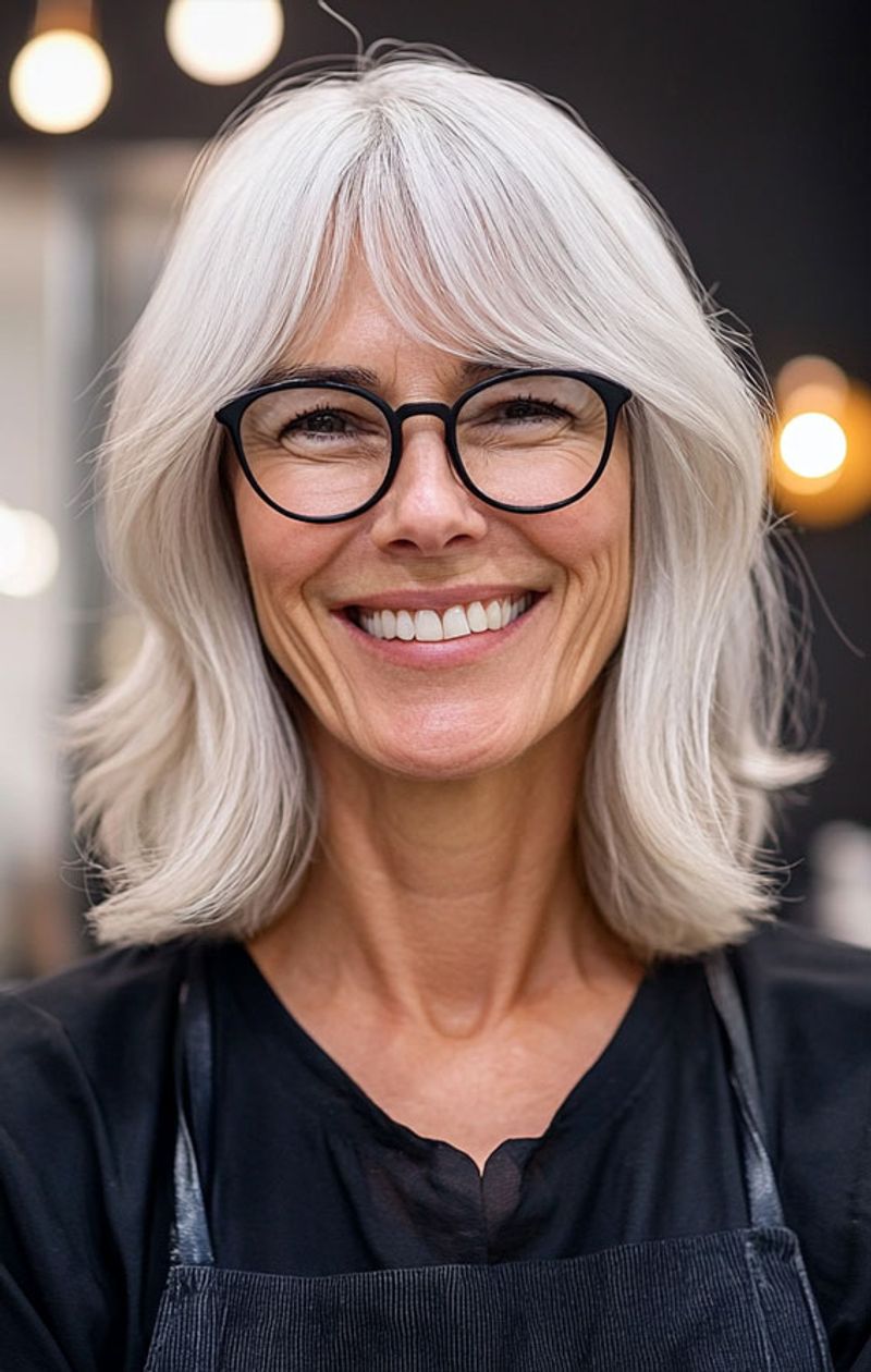Long Layered Bob with Curtain Fringe