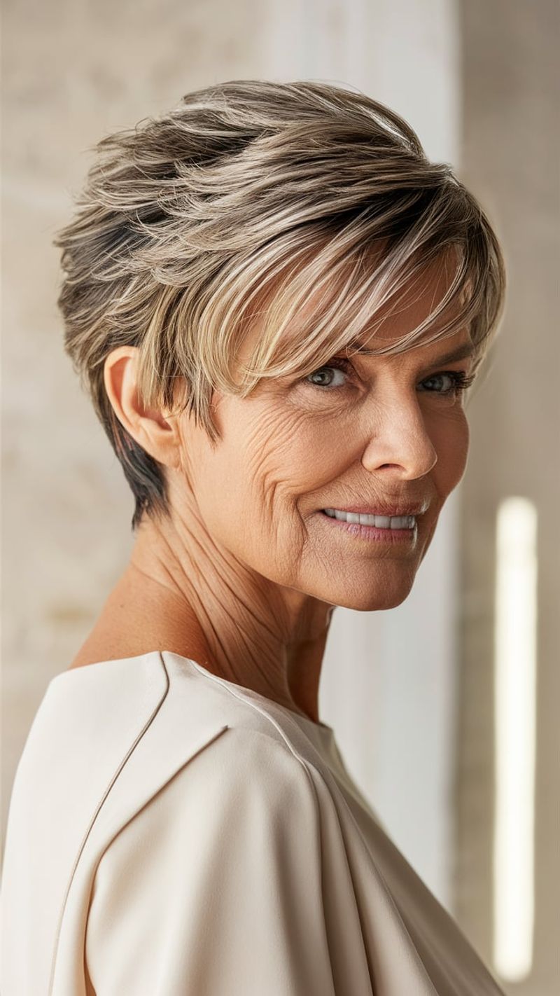 Tapered Pixie With Side-Swept Crown