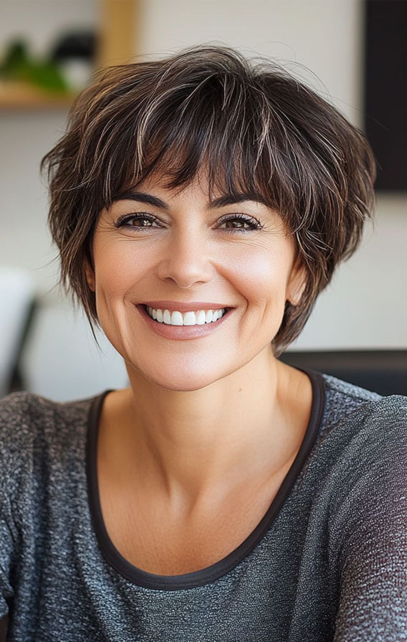 Short Textured Crop with Wispy Fringe