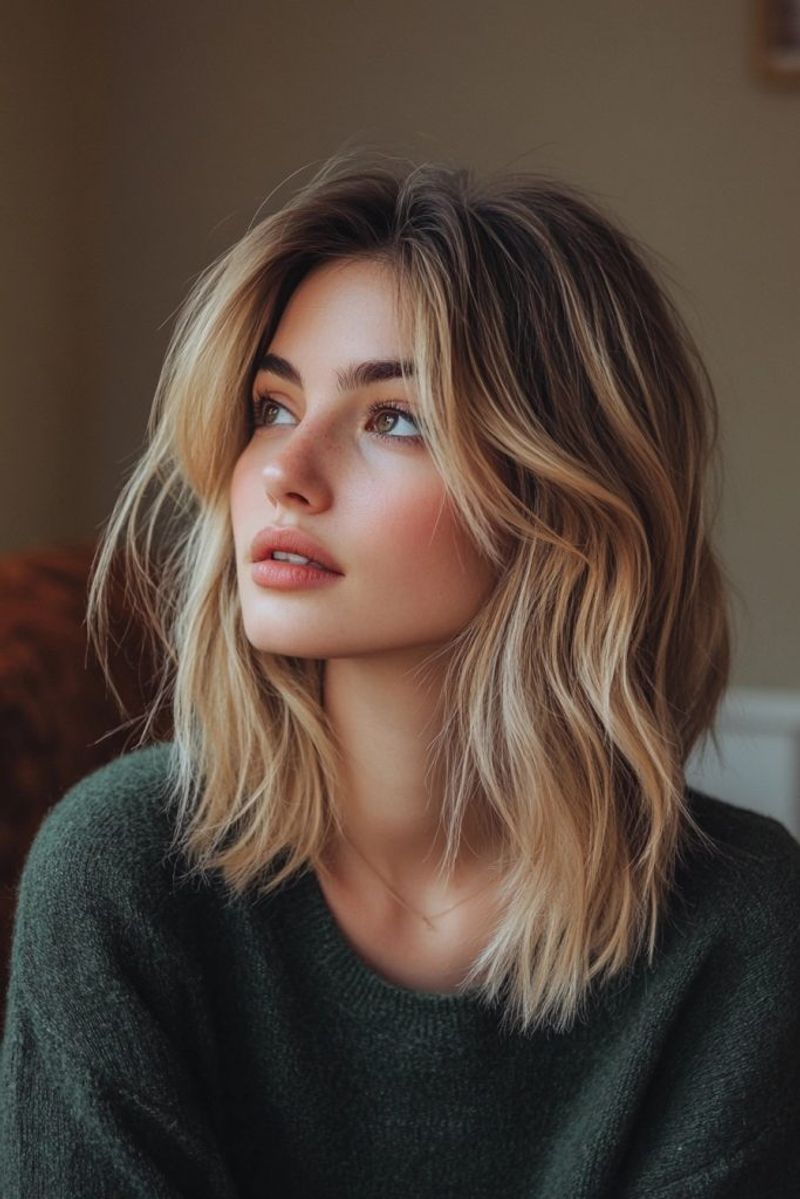 Curtain Bangs with Lob for Oval Faces