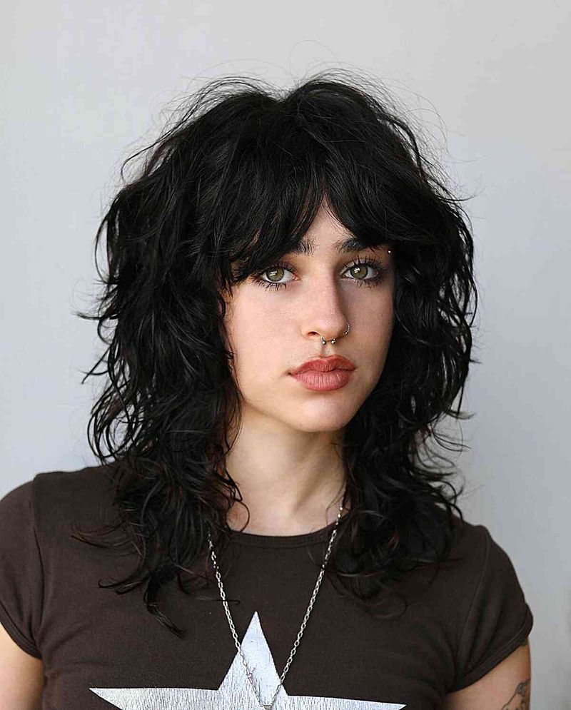 Curly Shag with Curtain Bangs
