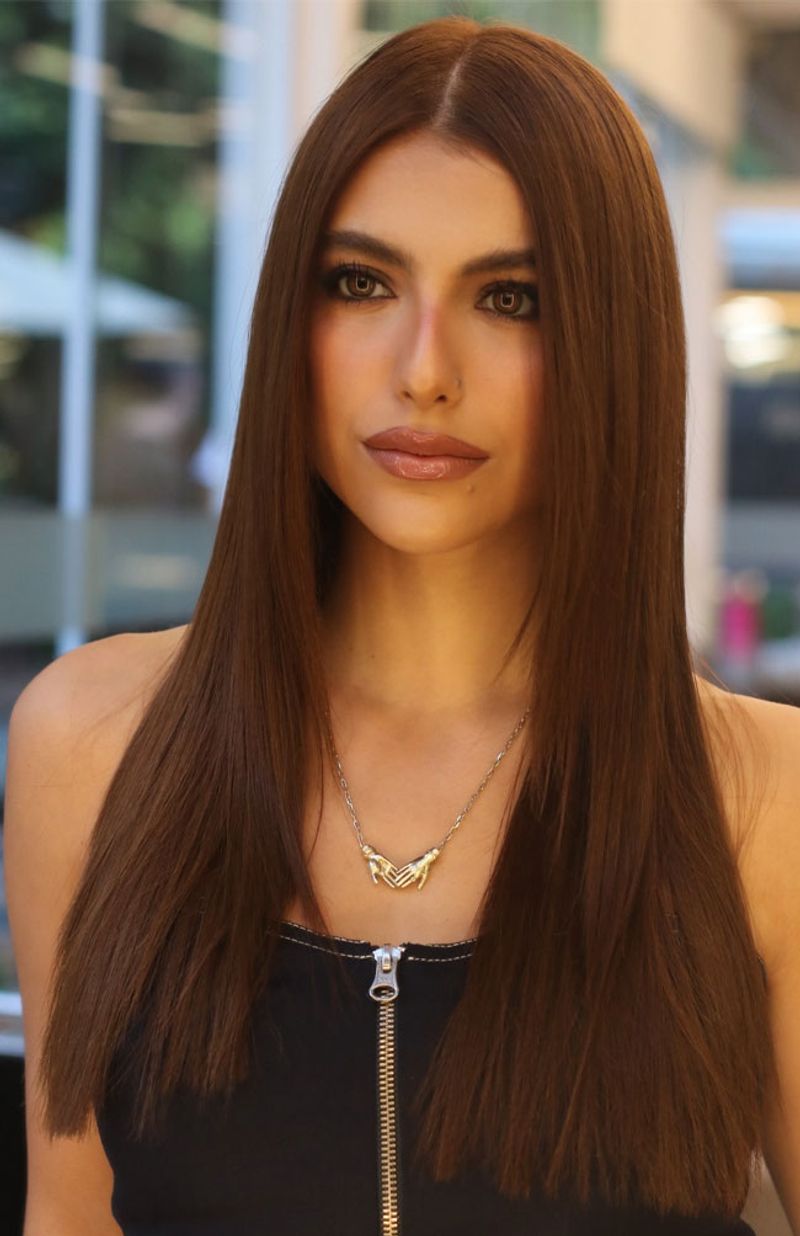 Sleek Center-Parted Style