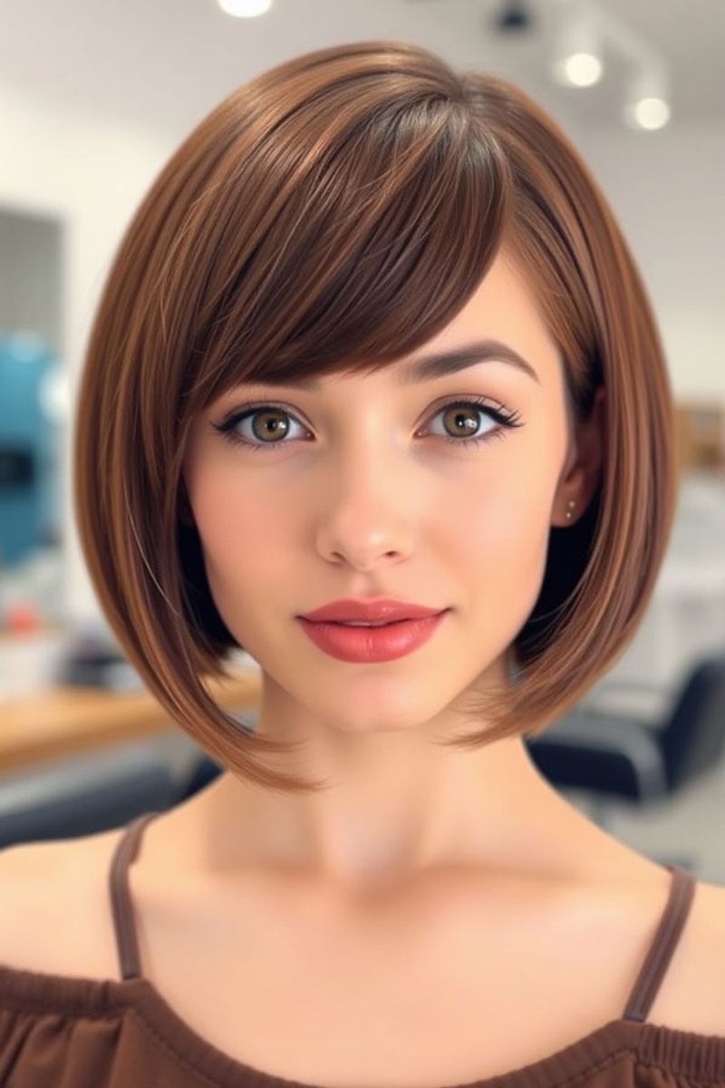 Sleek Bob with Side-Swept Bangs