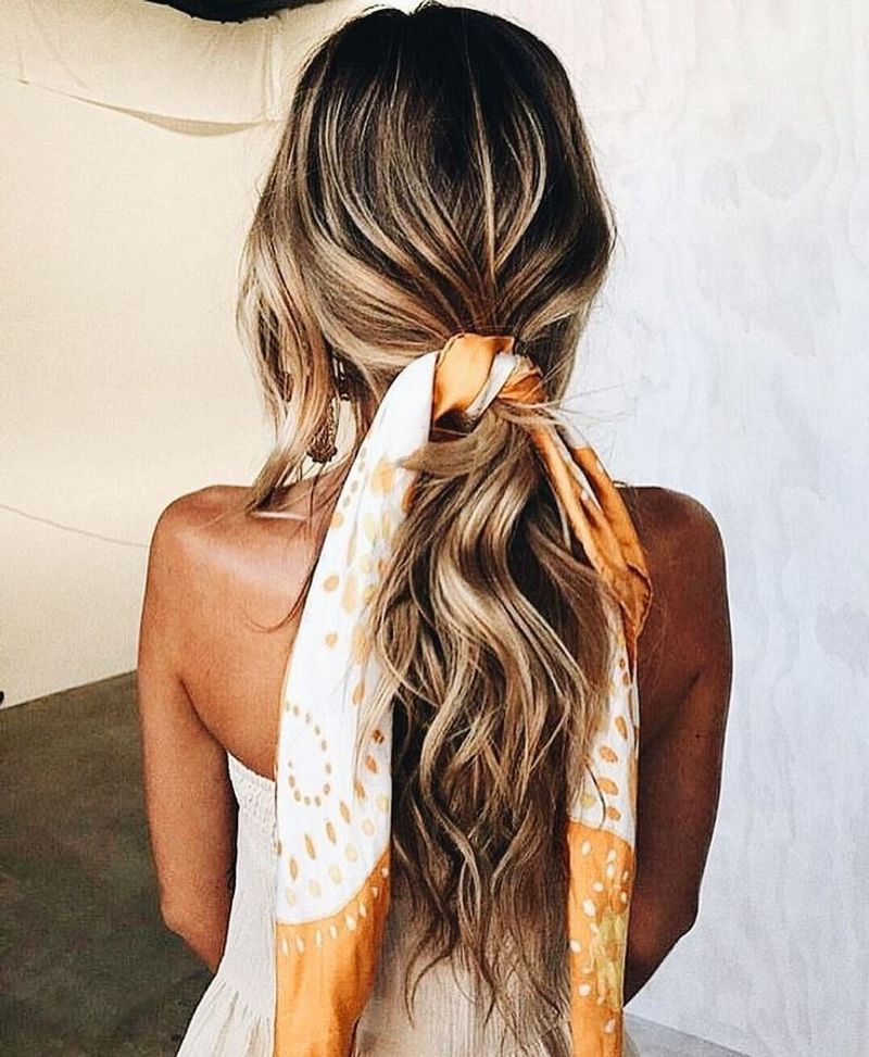 Low Ponytail with Scarf