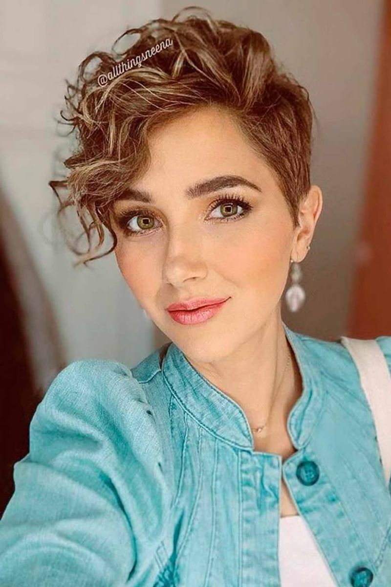 Curly Pixie with Long Bangs