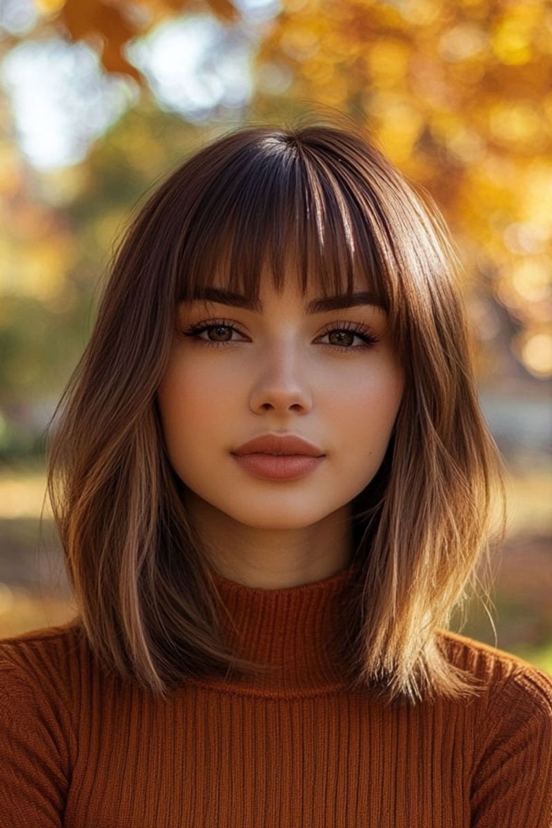 Blunt Lob With Bangs
