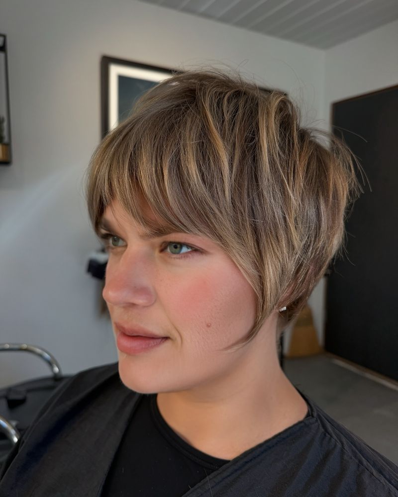 Textured Crop with Side-Swept Fringe