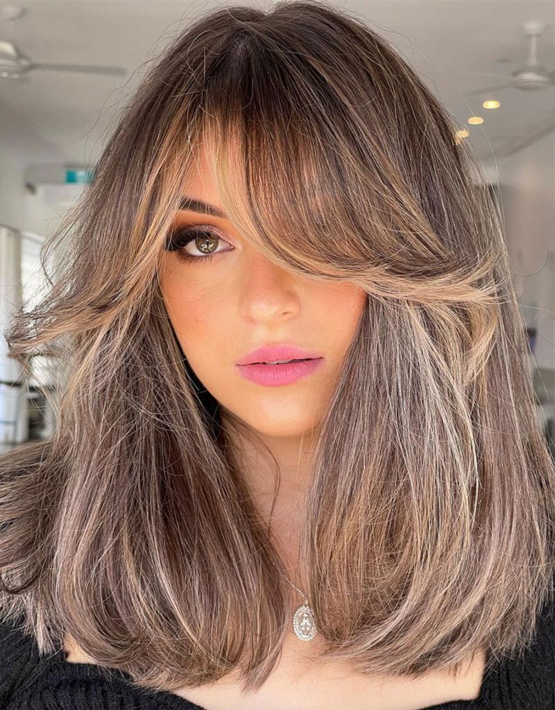 Collarbone Lob with Curtain Bangs