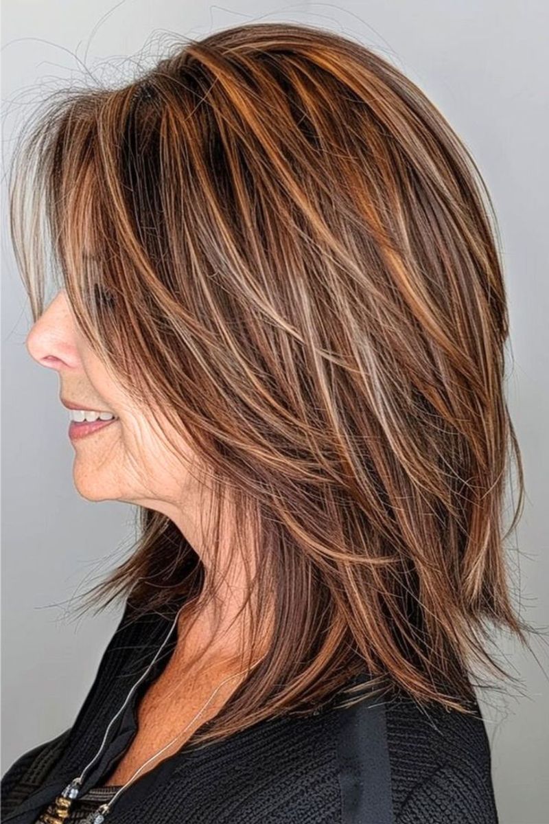 Layered Mid-Length Cut with Wispy Ends