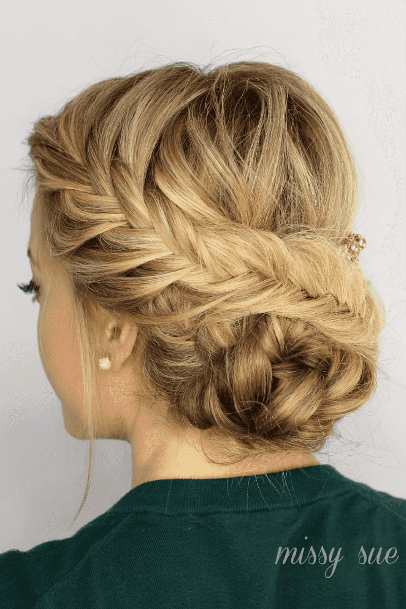 Fishtail Braid Wrapped Bun