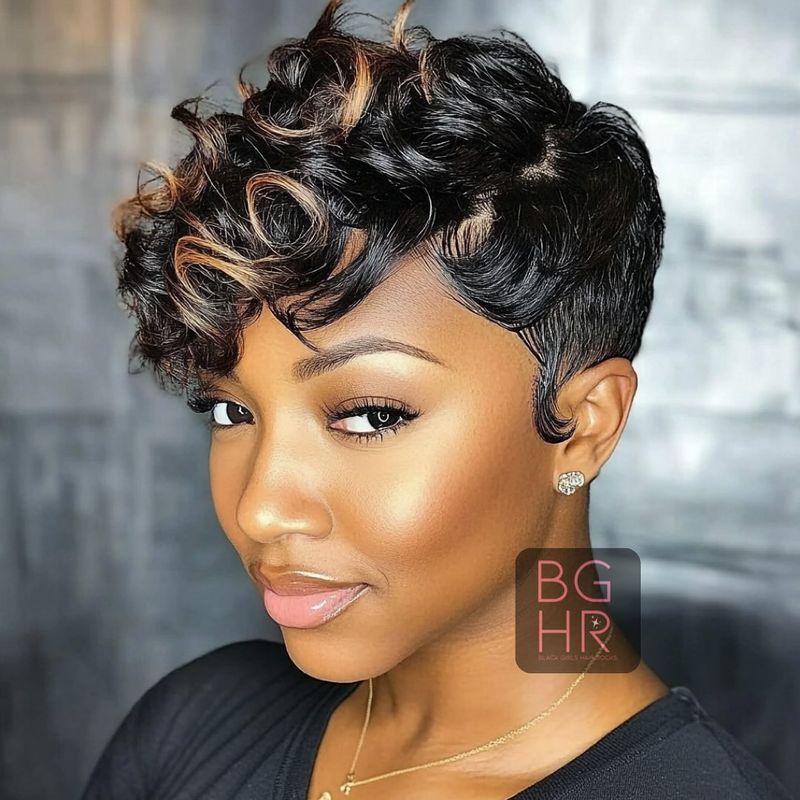 Curly Pixie with Textured Bangs