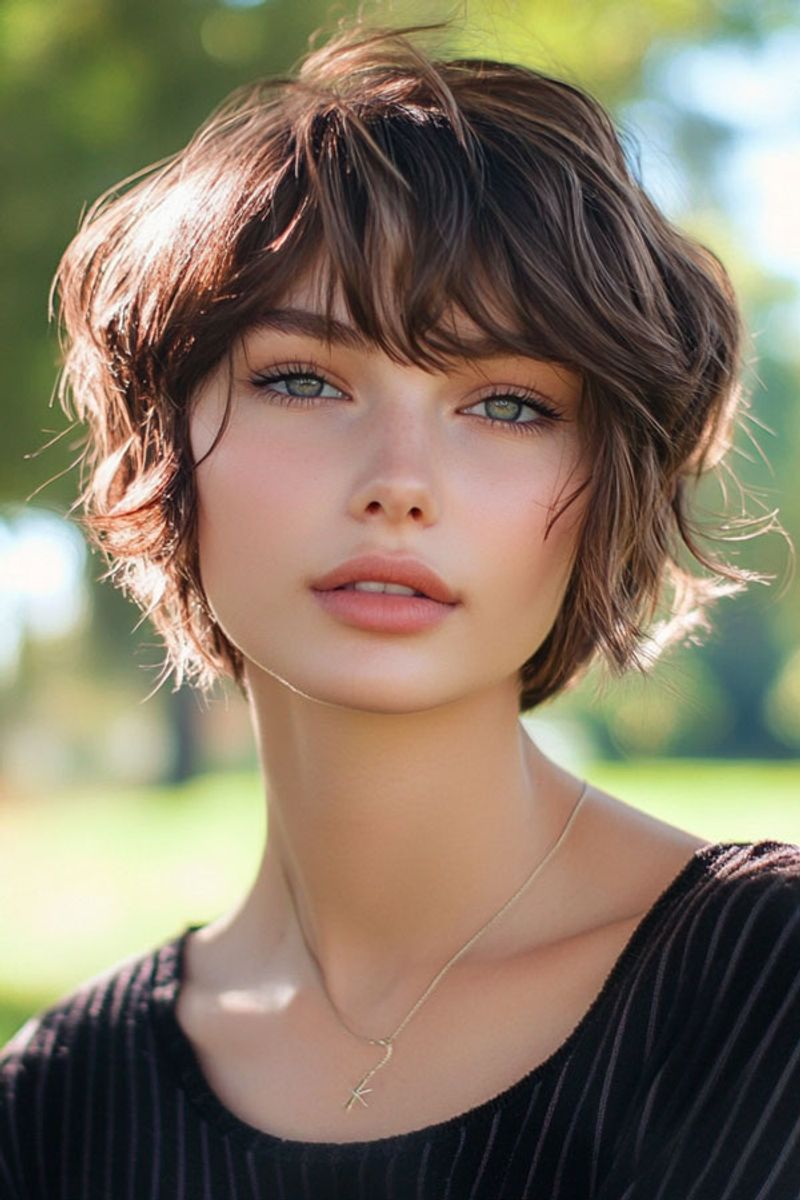 Tousled Crop with Side-Swept Bangs