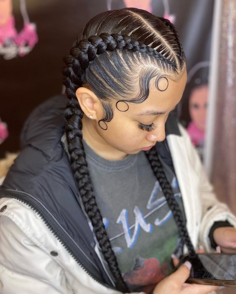 Feed-In Braids with Baby Hair Styling