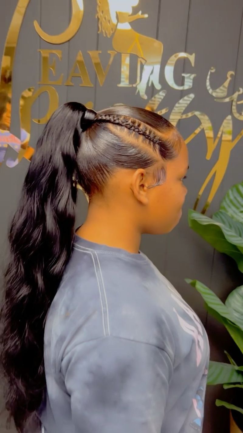 Quadruple-Stacked Ponytail Weaves