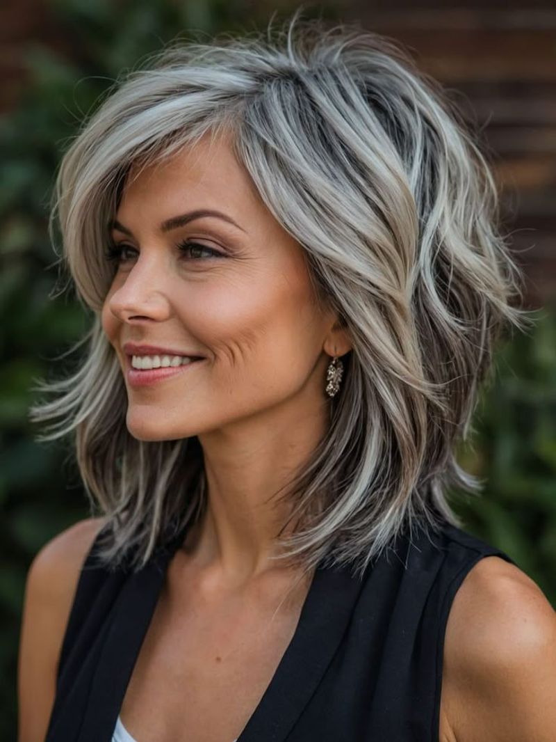Layered Mid-Length Cut with Face-Framing