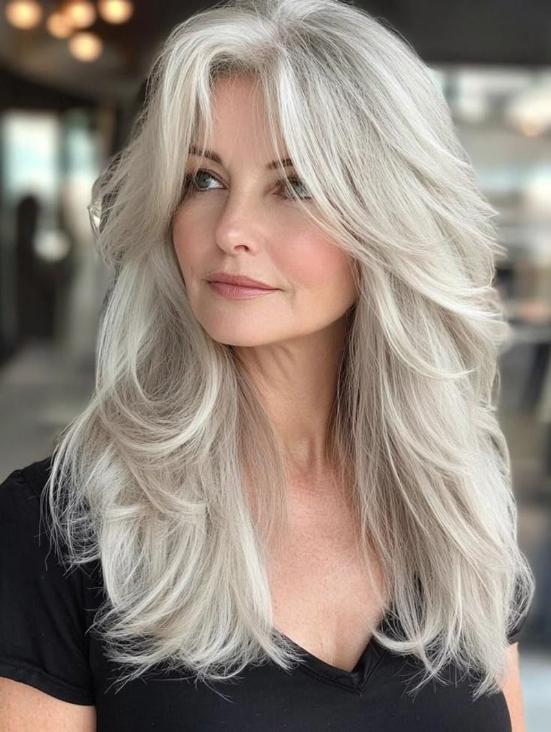 Sleek Long Layers with Glossy Finish